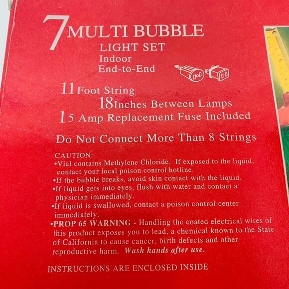 Holiday Christmas Home Decor 7 Multi Bubble Light set Home for the Holidays 11ft - Picture 7 of 9